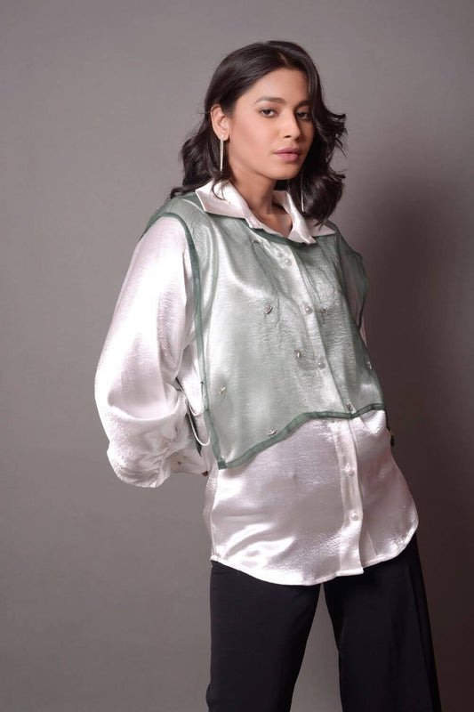 Embellished Bib Shirt