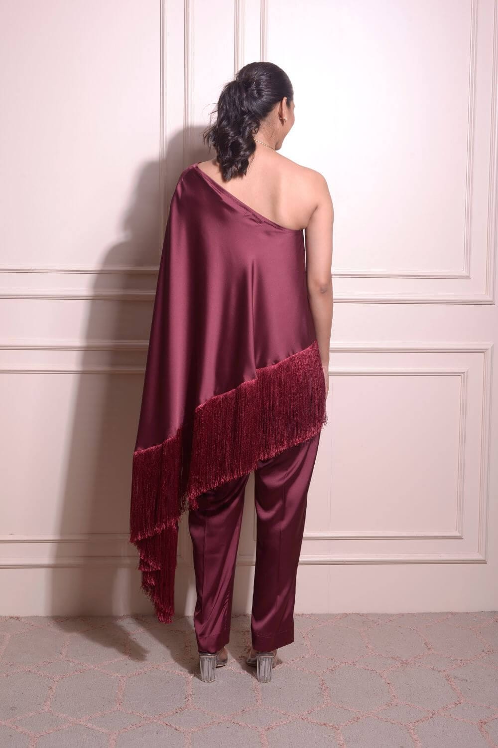 Satin Asymmetric Kaftan Set